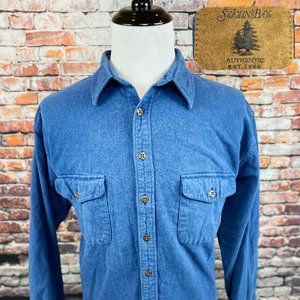 St. Johns Bay Blue Chamois Cloth Flannel Shirt XL